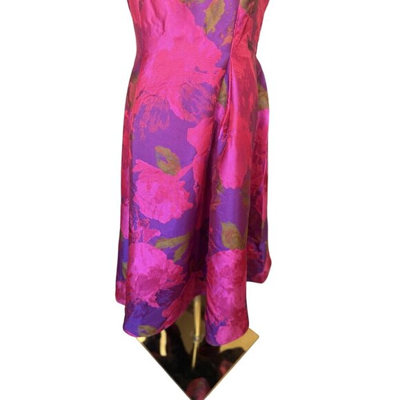 Adrianna Papell Floral Fit and Flare Dress 10 Jacquard Cocktail Easter Wedding - Picture 4 of 13